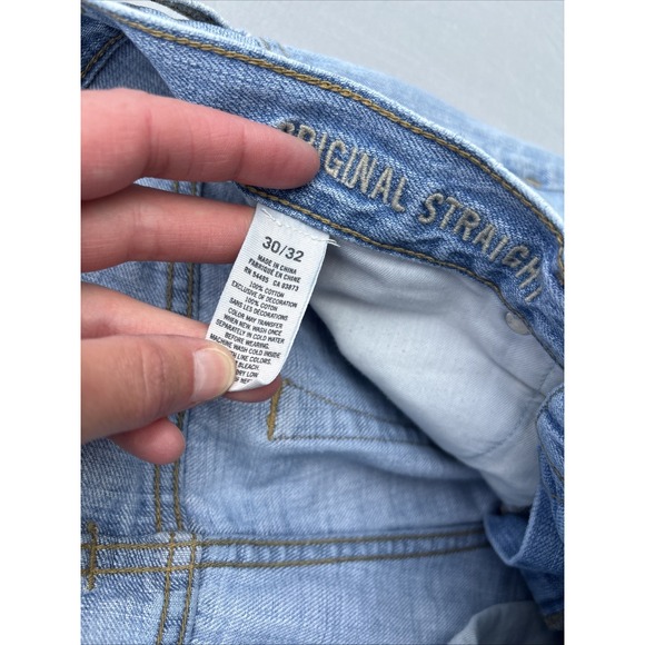 American Eagle Jeans Mens 30x32 Blue Denim Original Straight Grunge‎ Distressed - Picture 6 of 10